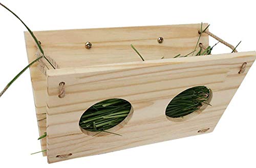 CLQ Kaninchen Holz Heu Rack Multifunktionale Krippe Grashalter Für Kleine Haustiere Hase Chinchilla Meerschweinchen von CLQ
