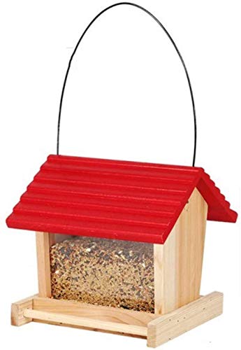 CLQ Outdoor Hanging Bird Feeder, Hausform Mit Rotem Dach, Wasserdichter Vogelfutterbehälter, Wild Bird Resting Place von CLQ