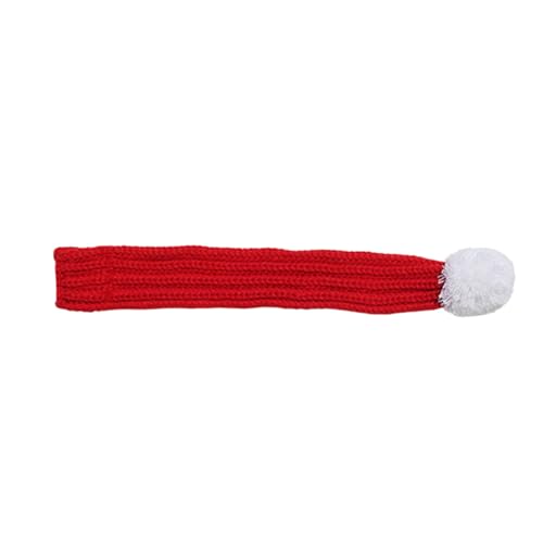 CLSSLVVBN Weihnachtsroter Schal mit weißen Pompons für geliebte Haustiere aus weichem Strick. Bequem und warm. Haustier Weihnachtsschals, Rot, XL von CLSSLVVBN