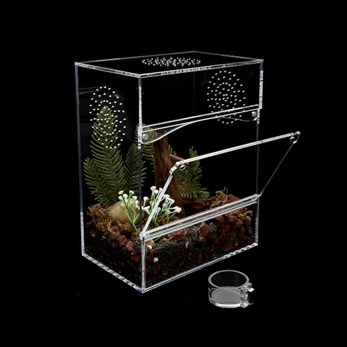 Vogelspinnengehege aus Acryl, springende Spinne, Gehege mit Tür vorne, 19 x 13 x 25 cm, Mikro-Lebensraum-Terrarium für kleine Baumbewohner, Reptilien, Spinnen und Wirbellose (Gehege und Futterspender) Vogelspinnengehege aus Acryl, springende Spinne, Gehege mit Tür vorne, 19 x 13 x 25 cm, Mikro-Lebensraum-Terrarium für kleine Baumbewohner, Reptilien, Spinnen und Wirbellose (Gehege und Futterspender) von CLarellara