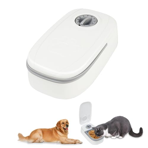 48 Stunden Automatischer Futterspender für Haustiere mit Timer – Timer Futterspender für Katzen und Hunde, 350 ml Katzenfutterspender Automatisch, Automatisches Öffnen (Grau) von CMANLNYK