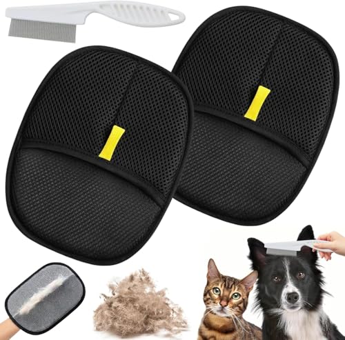 CMBXAQ 2Pcs Pet Hair Remover Katzenhandschuh, Pet Hair Remover Glove, Katzen Fellpflege, mit Flohkamm, Wiederverwendbare Antistatische Handschuhe Doppelseitige, für Reinigung, Haarentfernung CMBXAQ 2Pcs Pet Hair Remover Katzenhandschuh, Pet Hair Remover Glove, Katzen Fellpflege, mit Flohkamm, Wiederverwendbare Antistatische Handschuhe Doppelseitige, für Reinigung, Haarentfernung von CMBXAQ