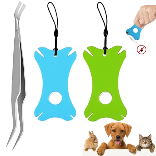 CMBXAQ Zeckenkarte mit Lupe, 2 Stück Zeckenkarten für Zecken mit 1 Stück Edelstahl Zeckenzangen Zeckenkarte für Kinder, Zeckenkarte für Menschen Kinder Hunde Katzen von CMBXAQ