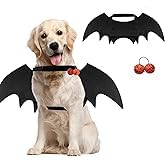 Fledermausflügel Hund, Halloween Hundekostüm Fledermaus Flügel mit Kürbisglocke, Einstellbar Fledermaus Flügel Cosplay Dekoration(Hals: 12,6-20,5 Zoll/Brustumfang: 13,5-24,4 Zoll) von CMBXAQ