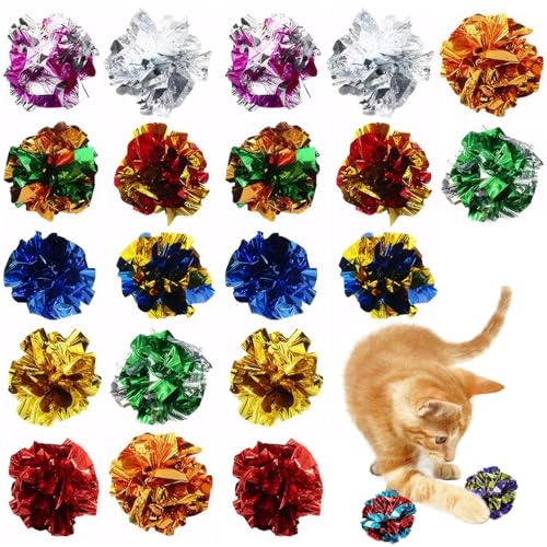 20pcs Katzen Crinkle Bälle 2,2 Zoll farbenfrohe Katze Crinkle Toys Mylar Crinkle Bälle Katzenspielzeug mit lebendigen Farben Kein Schaden PVC -Katze Interaktives Spielzeug für Katzen und Kätzchen Swa von CNAFGBGG