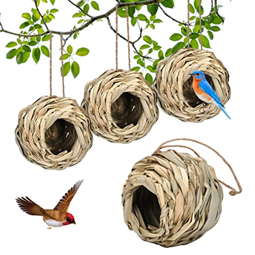 Hanging Vogel Nest Outdoor Gras gewebtes Vogelhaus Hängende Vogelhütte für Garten Terrasse Rasendekor 4pcs 12 * 12 * 6 cm Hanging Vogel Nest Outdoor Gras gewebtes Vogelhaus Hängende Vogelhütte für Garten Terrasse Rasendekor 4pcs 12 * 12 * 6 cm von CNAFGBGG