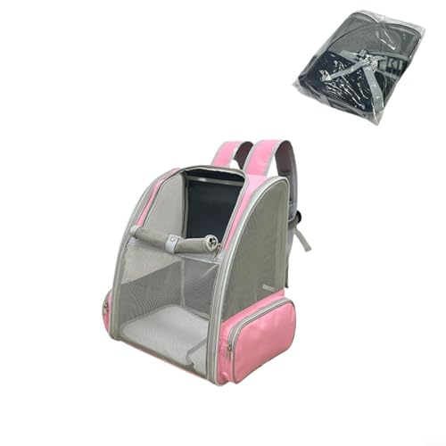 CNANRNANC Katzenrucksack, Tragetasche für kleine Hunde, Haustier-Reiserucksack mit Plüsch-Pad, belüftetes Design, große Öffnung oben für Katzen, kleine Hunde (Rosa) von CNANRNANC