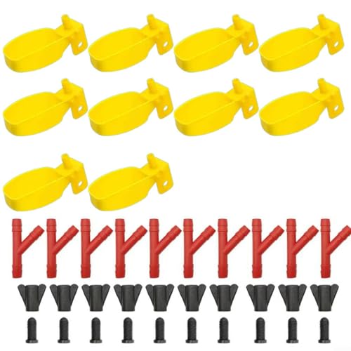 CNANRNANC Vogel-Wasserspender, automatisches Trinknapf-System für Tauben, Wachteln, Geflügel, Gelb, Geflügel, Vogelbewässerung (10-teiliges Set) von CNANRNANC