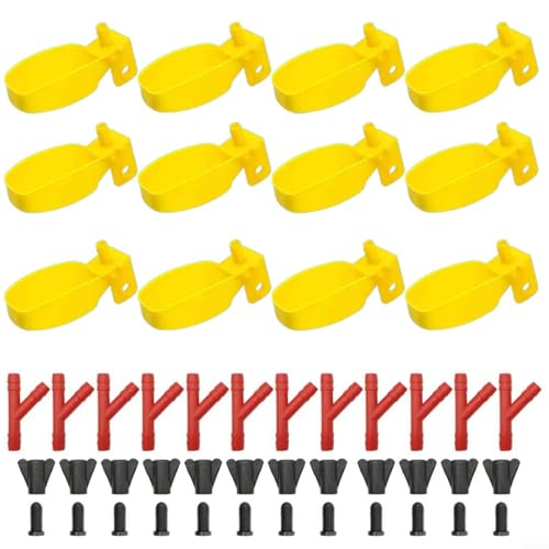 CNANRNANC Vogel-Wasserspender, automatisches Trinknapf-System für Tauben, Wachteln, Geflügel, Gelb, Geflügel, Vogelbewässerung (12-teiliges Set) von CNANRNANC