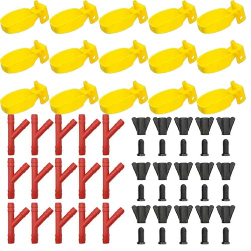 CNANRNANC Vogel-Wasserspender, automatisches Trinknapf-System für Tauben, Wachteln, Geflügel, Gelb, Geflügel, Vogelbewässerung (15-teiliges Set) von CNANRNANC