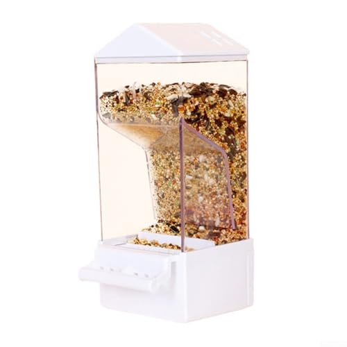 Transparenter automatischer Vogelfutterspender mit auslaufsicherer Schublade für Papageien, Acrylmaterial mit großem Fassungsvermögen und einfacher Installationsmerkmale (CX05 [Weiß]) von CNANRNANC