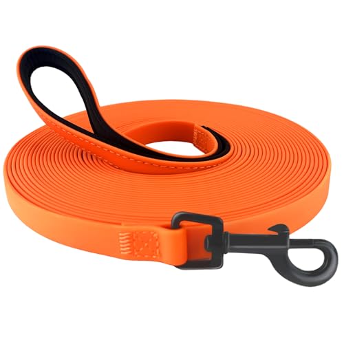 CNMTCCO Schleppleine 10m für Hunde,Robuste Trainingsleine,schmutz- und wasserabweisend,Robuste & Reißfeste Hundeleine mit Handschlaufe und Karabiner, für Kleine bis Große Hunde(Neon Orange) von CNMTCCO