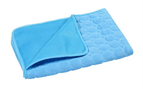 Kühlmatte für Haustiere Haustierkühlmatten weiche Sommerhundkatze Schlafpad Ice Seidenmatte Waschbares Zwinger Pad atmungsable Decke (Color : Blue, Size : L 70x55cm) von CNRTSO