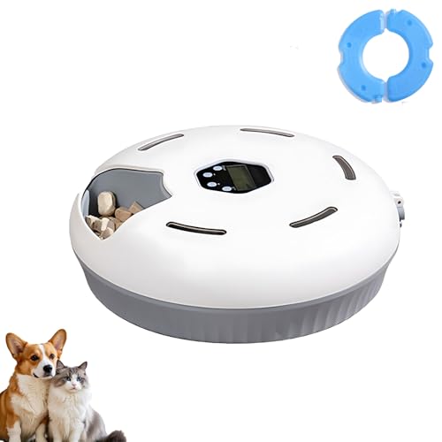 Automatischer Futterspender für Haustiere, intelligenter Nass- und Trockenfutterspender mit Timer, 2 eingebaute, herausnehmbare Eiswürfelbehälter, für Katzen und kleine Hunde, ABS-Tablett (A) von CNSUNWITZ