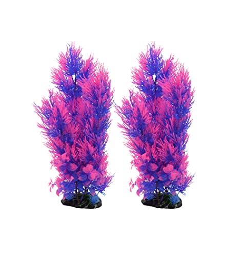 CNZ Aquarium-Dekoration für Aquarien, Kunstpflanze, Grün, 15.5-inch Pink/Purple von CNZ