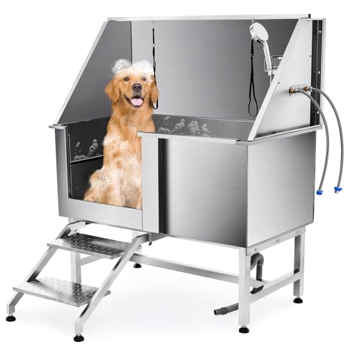 CO-Z Hundebadewanne 50'' Haustierbadewanne aus 304 Edelstahl mit Treppe, Professionelle Tierbadewanne Hundepflegewanne Hundedusche Hundepoolmit Duschkopf & Schiebetür für Hunde Tragfähigkeit 120kg CO-Z Hundebadewanne 50'' Haustierbadewanne aus 304 Edelstahl mit Treppe, Professionelle Tierbadewanne Hundepflegewanne Hundedusche Hundepoolmit Duschkopf & Schiebetür für Hunde Tragfähigkeit 120kg von CO-Z