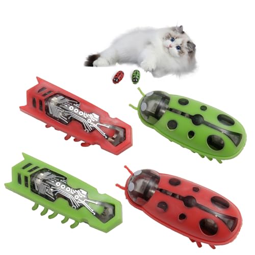 COACOM 4 Stücke Mini -Roboterkäfer Mouse Necken Katzenspielzeug, Wiederverwendbare, Kreative Unterhaltung, Interaktive Gaming -Haustierspielzeug. von COACOM