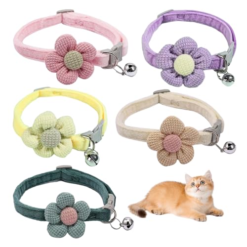 COACOM 5 Stücke Niedlicher Haustierkragen, Kreativer Blumenkragen, Katzenkragen, Haustierkatze. von COACOM