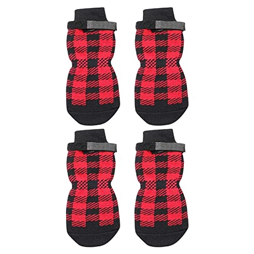 Rutschfeste Socken für Hunde im Innenbereich, rutschfeste Hundesocken für den Winter, Hundesocken mit verstellbaren Trägern, starke Griffigkeit, Traktionskontrolle für drinnen auf Hartholzböden von COATUIYO