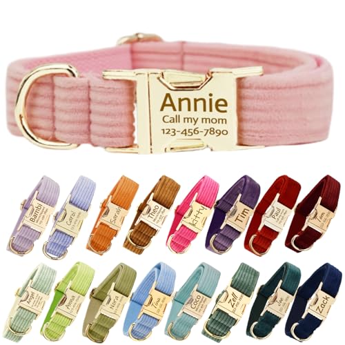 Personalisierte Hundehalsband mit Metallschnalle, Hundehalsbänder mit Namen und Telefonnummer Fonts angepasst, benutzerdefinierte Halsbänder verstellbare Größen für große mittlere Hunde (Collar 01) von CODOMOR