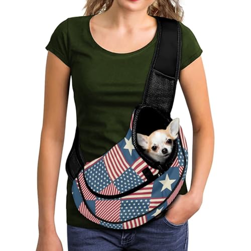 COEQINE 4. Juli Crossbody-Schultertasche für kleine Hunde, Haustier-Tragetasche für Katzen, atmungsaktives Netzgewebe, für Outdoor-Spaziergänge, Reisen, freihändig, verstellbarer Riemen, gepolsterte COEQINE 4. Juli Crossbody-Schultertasche für kleine Hunde, Haustier-Tragetasche für Katzen, atmungsaktives Netzgewebe, für Outdoor-Spaziergänge, Reisen, freihändig, verstellbarer Riemen, gepolsterte von COEQINE