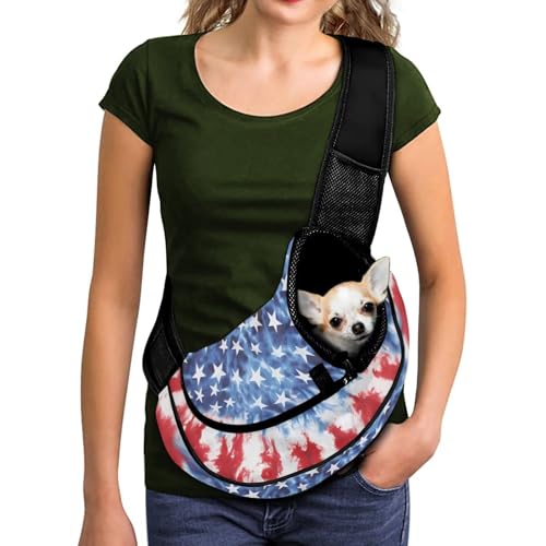 COEQINE 4. Juli Hundetragetasche für kleine Welpen, Crossbody-Tragetasche, für Parkausflüge, atmungsaktives Netzgewebe, freihändige Haustier-Tragetasche, verstellbarer Riemen, Batikdruck COEQINE 4. Juli Hundetragetasche für kleine Welpen, Crossbody-Tragetasche, für Parkausflüge, atmungsaktives Netzgewebe, freihändige Haustier-Tragetasche, verstellbarer Riemen, Batikdruck von COEQINE