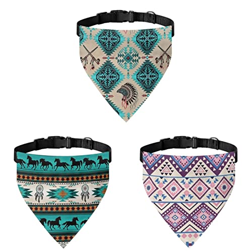 COEQINE Bandanas im Azteken-Stil mit verstellbarem Haken, 3 Stück, rutschfest, für Sommersport, Spaziergänge mit Hunden von COEQINE