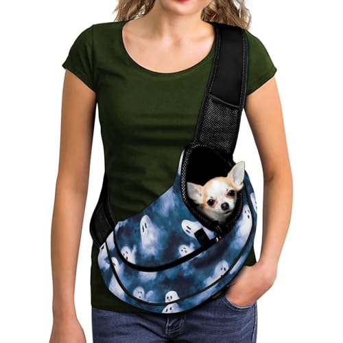 COEQINE Blue Ghost Fahrradtasche für kleine Hunde, Summerwenn Sling Shoulder Purse für Frauen, Spaziergänge, leicht, atmungsaktiv, weiche Tasche, Crossbody-Tragetasche, Design, geeignet für Welpen COEQINE Blue Ghost Fahrradtasche für kleine Hunde, Summerwenn Sling Shoulder Purse für Frauen, Spaziergänge, leicht, atmungsaktiv, weiche Tasche, Crossbody-Tragetasche, Design, geeignet für Welpen von COEQINE