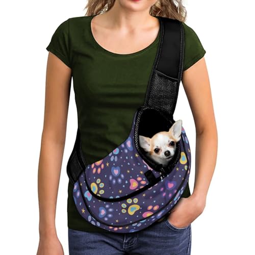 COEQINE Brust-Tragetasche für kleine Hunde, Pfotenabdruck, weiche Tasche und Tragetasche, mit Sicherheitshaken, Hundetasche zum Spazierengehen COEQINE Brust-Tragetasche für kleine Hunde, Pfotenabdruck, weiche Tasche und Tragetasche, mit Sicherheitshaken, Hundetasche zum Spazierengehen von COEQINE
