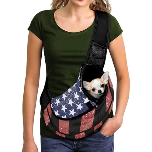 COEQINE Fahrrad-Hundetragetasche für kleine und mittelgroße Hunde, mit Reißverschluss, für Damen, Spazierengehen, Radfahren, USA-Flagge, Dekoration, Crossbody-Tasche mit Reißverschluss, atmungsaktive COEQINE Fahrrad-Hundetragetasche für kleine und mittelgroße Hunde, mit Reißverschluss, für Damen, Spazierengehen, Radfahren, USA-Flagge, Dekoration, Crossbody-Tasche mit Reißverschluss, atmungsaktive von COEQINE
