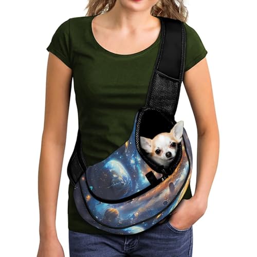 COEQINE Galaxy Space Haustier-Tragetasche, freihändiger Kordelzug, mit verstellbarem Gurt, atmungsaktive Netztasche für Welpen, Katzen, kleine Mini-Haustiere COEQINE Galaxy Space Haustier-Tragetasche, freihändiger Kordelzug, mit verstellbarem Gurt, atmungsaktive Netztasche für Welpen, Katzen, kleine Mini-Haustiere von COEQINE