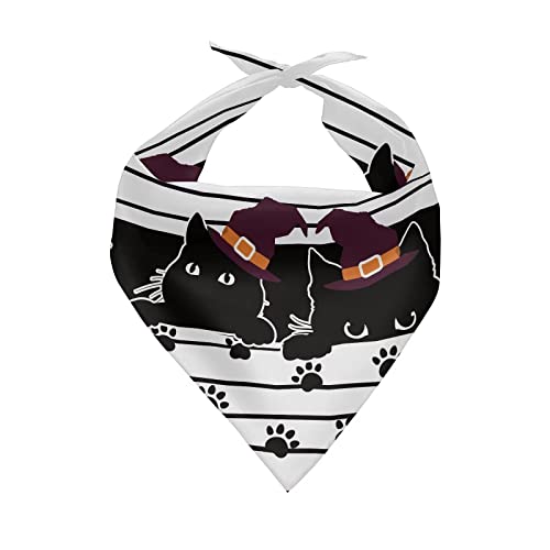 COEQINE Halloween-Hundehalstücher für kleine Hunde und Mädchen, bedruckt, schwarz-weiße Schals, faltbar für Welpen, Bandana, waschbar, dreieckig, Taschentuch, Kostümzubehör von COEQINE