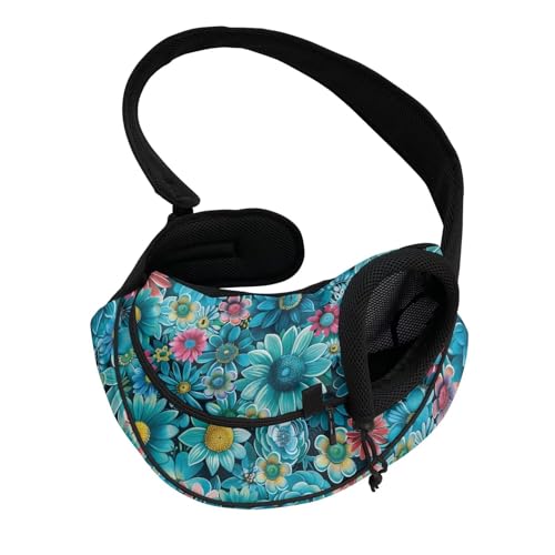COEQINE Hands-Free Aqua Daisy Sea Breeze Katzenschlinge vorne gerichtet Küsten-Komfort leichte kleine Katzen Strandtag von COEQINE