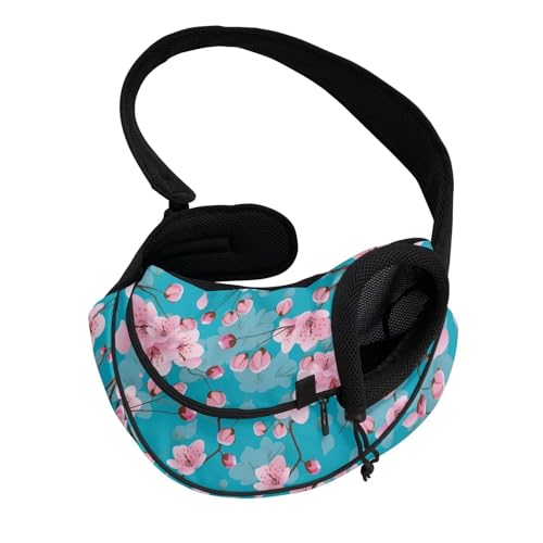 COEQINE Hands-Free Artistic Pink Floral Abstract Front View Cat Carrier Sling Gallery Chic Small Cats Museum Tour von COEQINE