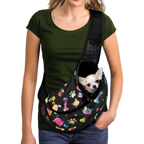 COEQINE Haustier-Tragetasche für Hunde und Katzen, klein, Regenbogen-Hundepfotenabdruck, Crossbody-Tasche für Damen, Spaziergänge, niedliches Tragen mit verstellbaren Riemen, Reißverschluss COEQINE Haustier-Tragetasche für Hunde und Katzen, klein, Regenbogen-Hundepfotenabdruck, Crossbody-Tasche für Damen, Spaziergänge, niedliches Tragen mit verstellbaren Riemen, Reißverschluss von COEQINE