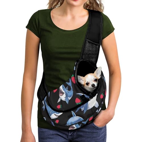 COEQINE Haustier-Tragetasche für Katzen, Rucksack für Damen, Spaziergänge, Reisen mit Welpen, kleinen Hunden, Katzen, cooler Hai, Straberry, Crossbody-Tasche für Erwachsene im Freien COEQINE Haustier-Tragetasche für Katzen, Rucksack für Damen, Spaziergänge, Reisen mit Welpen, kleinen Hunden, Katzen, cooler Hai, Straberry, Crossbody-Tasche für Erwachsene im Freien von COEQINE