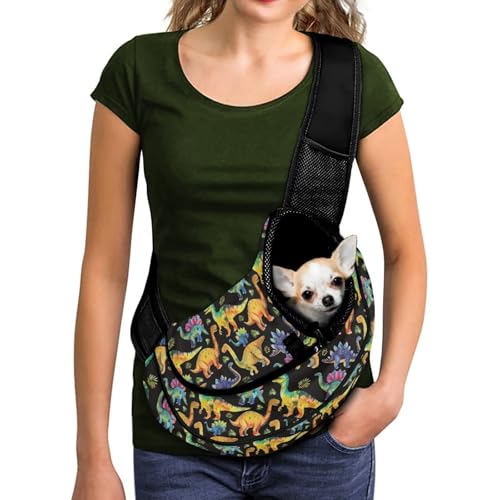 COEQINE Haustier-Tragetasche mit Dinosaurier-Druck für kleine Hunde, dick gepolsterter Schultergurt, atmungsaktiv, freihändiges Haustier, weiche Tasche und Tragetasche, Tasche für Erwachsene COEQINE Haustier-Tragetasche mit Dinosaurier-Druck für kleine Hunde, dick gepolsterter Schultergurt, atmungsaktiv, freihändiges Haustier, weiche Tasche und Tragetasche, Tasche für Erwachsene von COEQINE