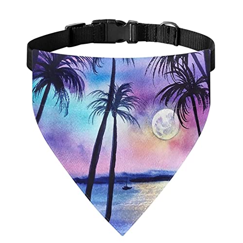 COEQINE Hawaii-Stil Haustier Bandanas Hunde Schals Welpen Bandanas Waschbar Dreieck Taschentuch Kostüm Zubehör Lila Sonnenuntergang Print von COEQINE