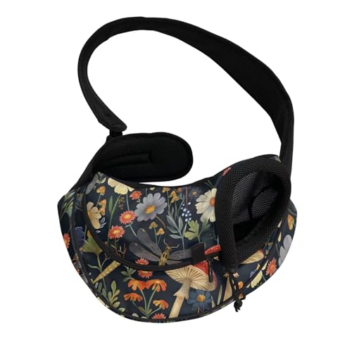 COEQINE Hunde-Crossbody-Tasche für kleine Hunde und Katzen, freihändiges Vintage-Pilzwald, Vorderansicht für Katzen, weiches Futter, atmungsaktiv, für Welpen, Park, Spaziergänge COEQINE Hunde-Crossbody-Tasche für kleine Hunde und Katzen, freihändiges Vintage-Pilzwald, Vorderansicht für Katzen, weiches Futter, atmungsaktiv, für Welpen, Park, Spaziergänge von COEQINE