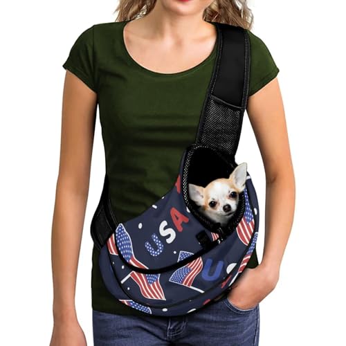 COEQINE Hunde-Umhängetasche, USA-Flagge, kleine Haustier-Tragetasche für den täglichen Gebrauch, mit verstellbarem Gurt, Reißverschluss, Sicherheitsschnalle für Welpen, Hunde, Katzen, Kaninchen COEQINE Hunde-Umhängetasche, USA-Flagge, kleine Haustier-Tragetasche für den täglichen Gebrauch, mit verstellbarem Gurt, Reißverschluss, Sicherheitsschnalle für Welpen, Hunde, Katzen, Kaninchen von COEQINE