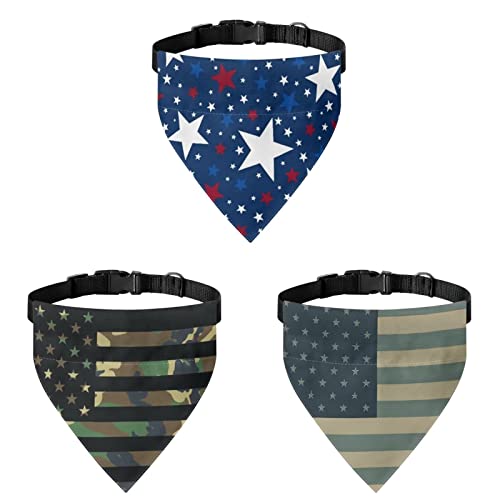COEQINE Hundehalstuch-Set mit amerikanischer Flagge, 3 Stück, verstellbare Haken, Haustier-Halstuch, Schal für den Sommer, 4. Juli, Druck, grüne Tarnfarbe, US-Flagge COEQINE Hundehalstuch-Set mit amerikanischer Flagge, 3 Stück, verstellbare Haken, Haustier-Halstuch, Schal für den Sommer, 4. Juli, Druck, grüne Tarnfarbe, US-Flagge von COEQINE