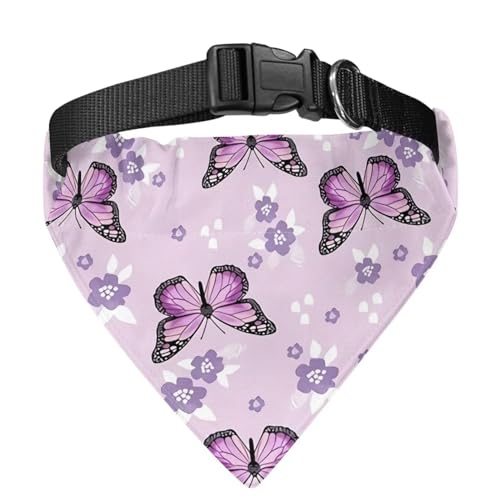COEQINE Hundehalstuch mit Schmetterlingsmotiv, Violett, Boho-Blumenmuster, für große Hunde, Größe L von COEQINE