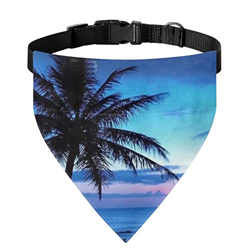 COEQINE Hundehalstücher mit blauem Hawaii-Palm-Druck, Hundehalsband, Reisezubehör für Sport, Spazierengehen, Laufen von COEQINE