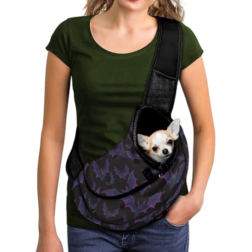 COEQINE Hunderucksack Tragetasche Lila Fledermausdruck Hundetrage Sling Handfrei Crossbody Geldbörse für kleine Hunde und Katzen mit Sicherheitshaken Reisetasche COEQINE Hunderucksack Tragetasche Lila Fledermausdruck Hundetrage Sling Handfrei Crossbody Geldbörse für kleine Hunde und Katzen mit Sicherheitshaken Reisetasche von COEQINE