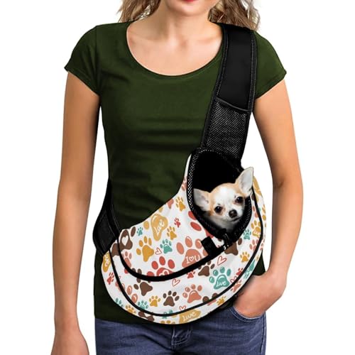 COEQINE Hundeschlinge für kleine Hunde, Regenbogenpfotenabdruck, verstellbar, mit Reißverschluss, freihändig, atmungsaktiv, Crossbody-Tasche für Reisen, mit Sicherheitshaken, geeignet für Haustiere COEQINE Hundeschlinge für kleine Hunde, Regenbogenpfotenabdruck, verstellbar, mit Reißverschluss, freihändig, atmungsaktiv, Crossbody-Tasche für Reisen, mit Sicherheitshaken, geeignet für Haustiere von COEQINE