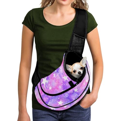 COEQINE Hundetasche, Crossbody-Tasche für Damen, Reisen, rosa Sterne, freihändige Schultertasche für kleine Hunde, Haustier-Tragetasche, Schultertasche mit verstellbarem Riemenhaken, atmungsaktive COEQINE Hundetasche, Crossbody-Tasche für Damen, Reisen, rosa Sterne, freihändige Schultertasche für kleine Hunde, Haustier-Tragetasche, Schultertasche mit verstellbarem Riemenhaken, atmungsaktive von COEQINE