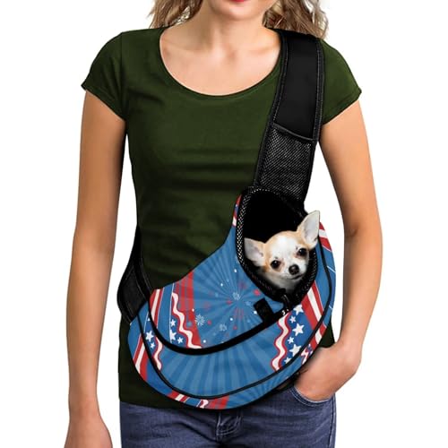 COEQINE Hundetasche, Crossbody-Tasche für kleine Hunde, 4. Juli, amerikanische Flagge, freihändige Vorderansichte, Katzentragetasche, Geldbörse für Damen, Spaziergänge, Outdoor, Wandern, verstellbarer COEQINE Hundetasche, Crossbody-Tasche für kleine Hunde, 4. Juli, amerikanische Flagge, freihändige Vorderansichte, Katzentragetasche, Geldbörse für Damen, Spaziergänge, Outdoor, Wandern, verstellbarer von COEQINE