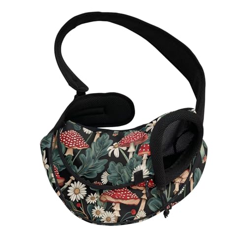 COEQINE Hundetasche zum Spazierengehen, Crossbody, freihändiges Pilz, Vorderansicht für Katzen, Regenwald-Druck, kleine Katzen, tropischer Spaziergang von COEQINE