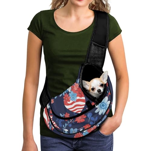 COEQINE Hundetragerucksack für kleine Hunde, Unabhängigkeitstag, amerikanische Flagge, Blume, atmungsaktiv, Umhängetasche für Haustiere, Katzen, Reisetasche COEQINE Hundetragerucksack für kleine Hunde, Unabhängigkeitstag, amerikanische Flagge, Blume, atmungsaktiv, Umhängetasche für Haustiere, Katzen, Reisetasche von COEQINE