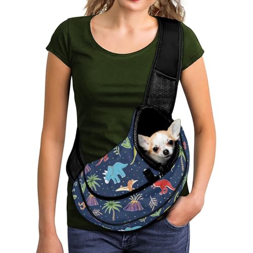 COEQINE Hundetragetasche, 6,8–9 kg, für kleine Hunde, freihändiges Dinosaurier-Hawaii-Druck, Crossbody-Tasche für Damen, Reisen, Spazierengehen COEQINE Hundetragetasche, 6,8–9 kg, für kleine Hunde, freihändiges Dinosaurier-Hawaii-Druck, Crossbody-Tasche für Damen, Reisen, Spazierengehen von COEQINE